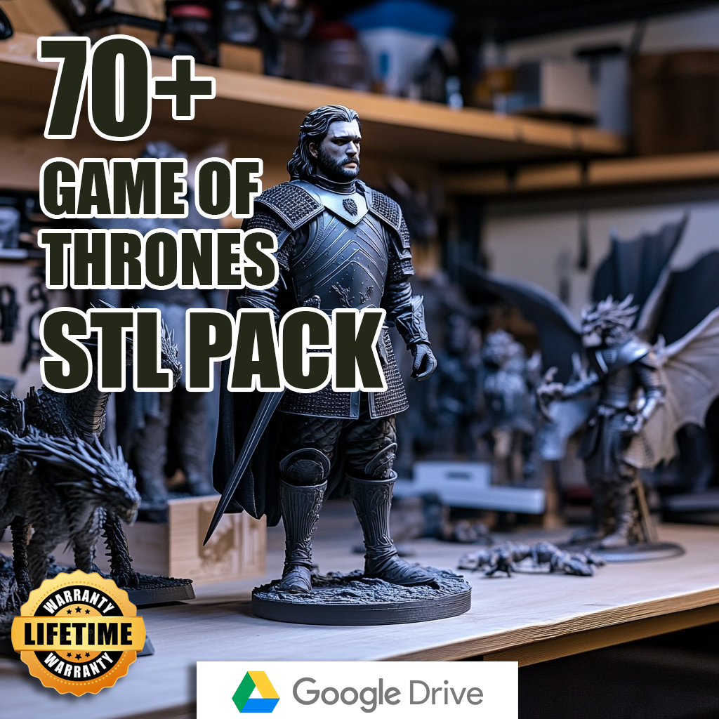 Game Of Thrones GOT STL MEGA Pack – 3D printing pack – No Limit Download Google Drive – Organized with image catalog- Limited time offer 75%