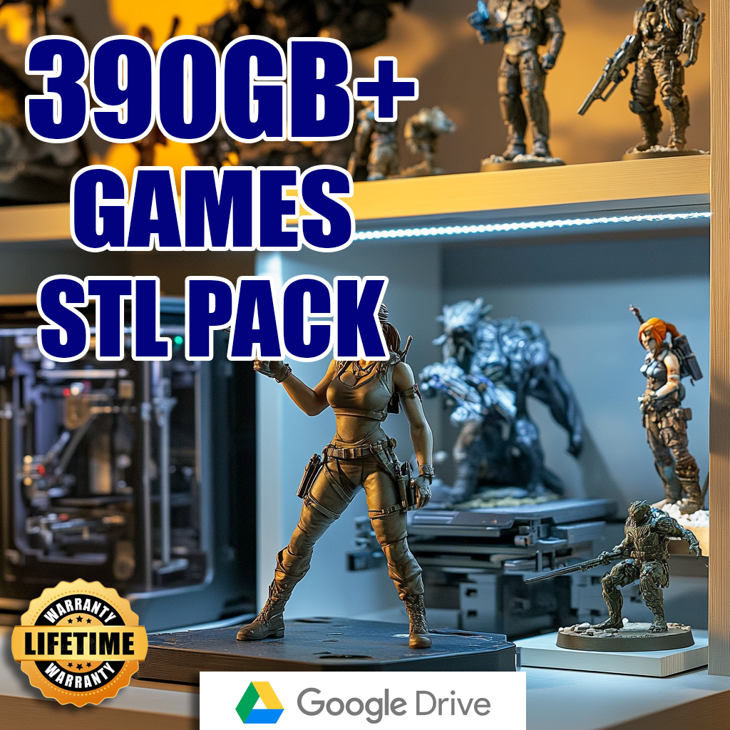 390+GB Games STL MEGA Pack – 3D printing pack – No Limit Download Google Drive – Organized with image catalog- Limited time offer 75%